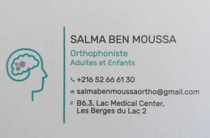 Orthophoniste au Lac Tunis Salma Ben Moussa avec Autisme et AVC