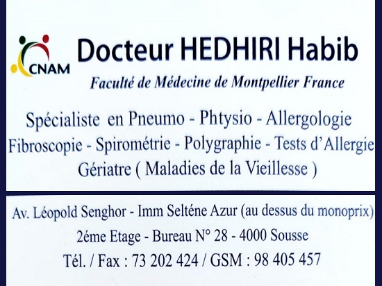 Cabinet de Pneumologie à Sousse / Gériatre Dr Habib Hedhiri